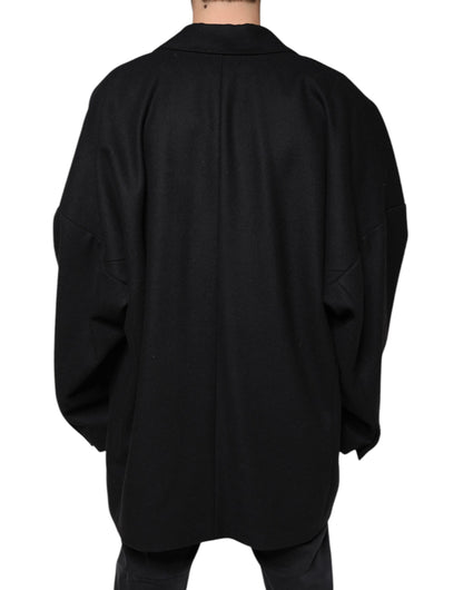 Dolce & Gabbana Men's Double Breasted Virgin Wool & Nylon Blazer - Black