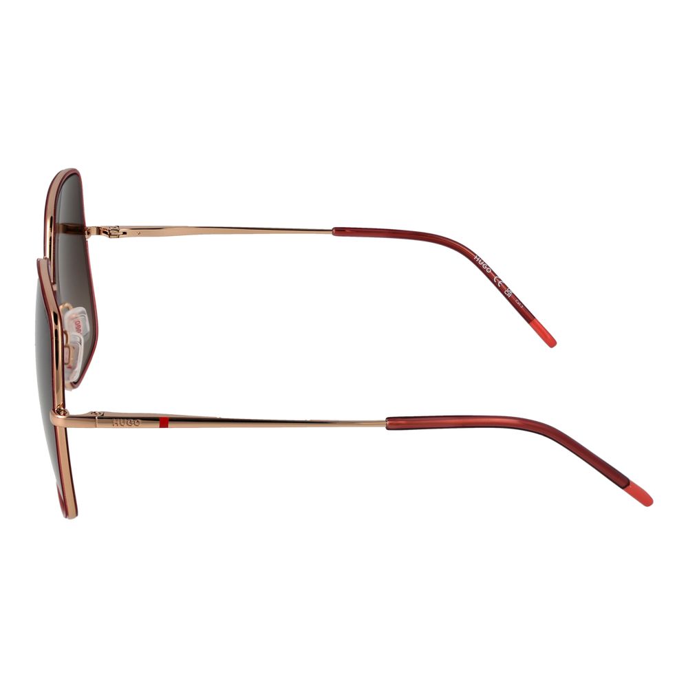 Sunglasses by Hugo Boss for women in and red presents a sumptuous silhouette, featuring red coloured frame and full-rim square frame design with gradient category-3-dark-tint lens for a sumptuous look.