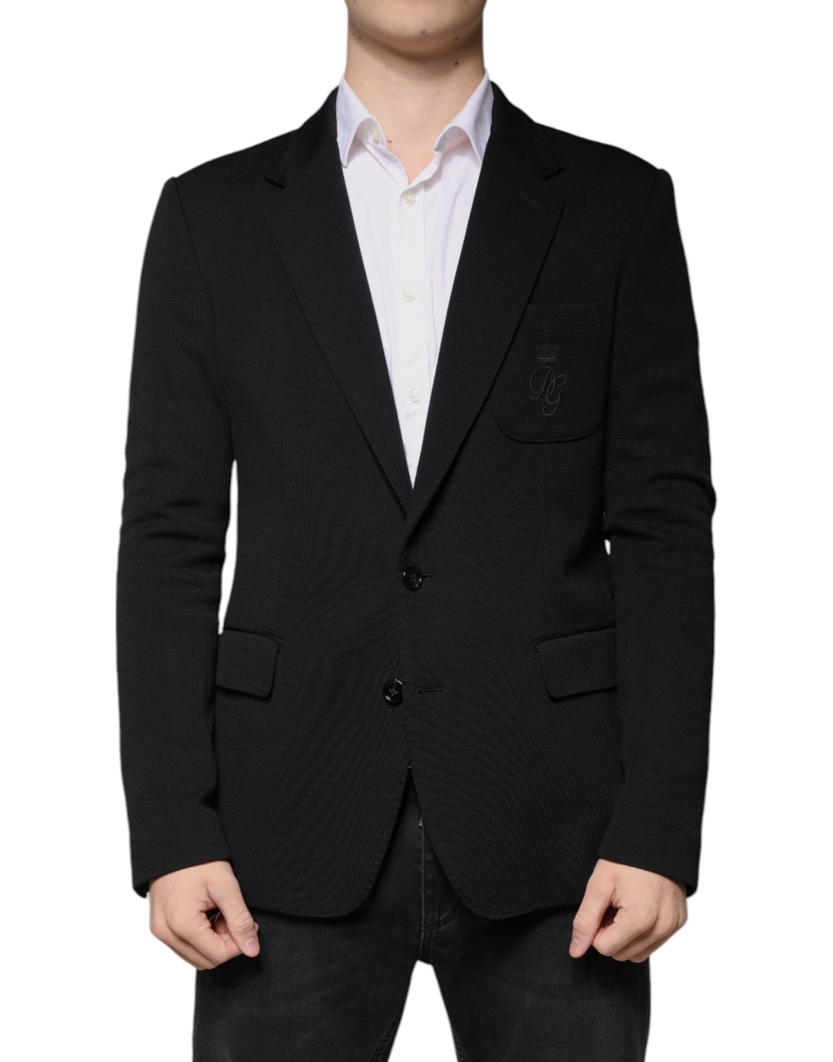 Dolce & Gabbana Men's Single Breasted Virgin Wool & Nylon Blazer - Black