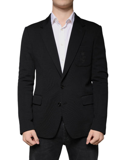 Dolce & Gabbana Men's Single Breasted Virgin Wool & Nylon Blazer - Black
