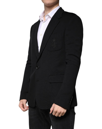 Dolce & Gabbana Men's Single Breasted Virgin Wool & Nylon Blazer - Black