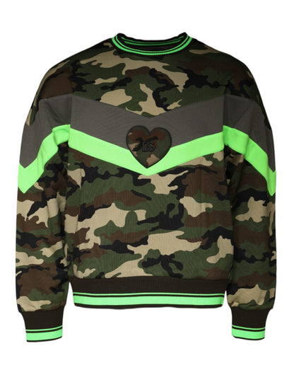 Dolce & Gabbana Men's Cotton Polyester Sweatshirt - Multicolor Patterned Camouflage