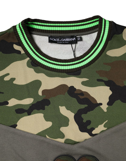 Dolce & Gabbana Men's Cotton Polyester Sweatshirt - Multicolor Patterned Camouflage