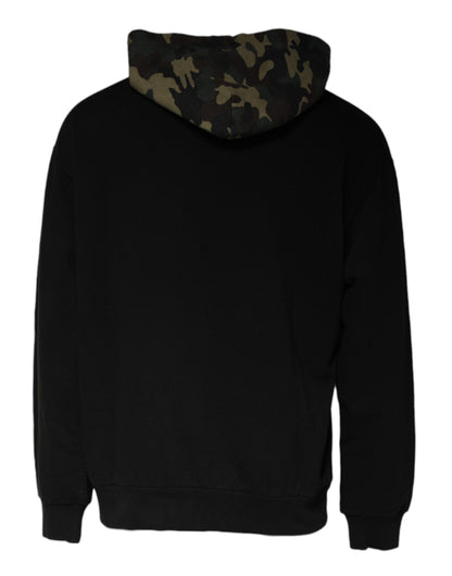 Dolce & Gabbana Men's Cotton Sweatshirt Hoodie - Black Camouflage