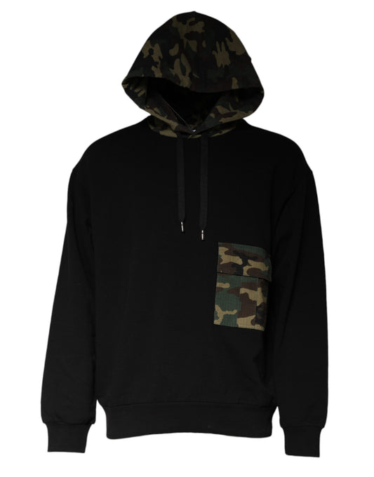 Dolce & Gabbana Men's Nylon Cotton Polyester Sweatshirt Hoodie - Black Camouflage