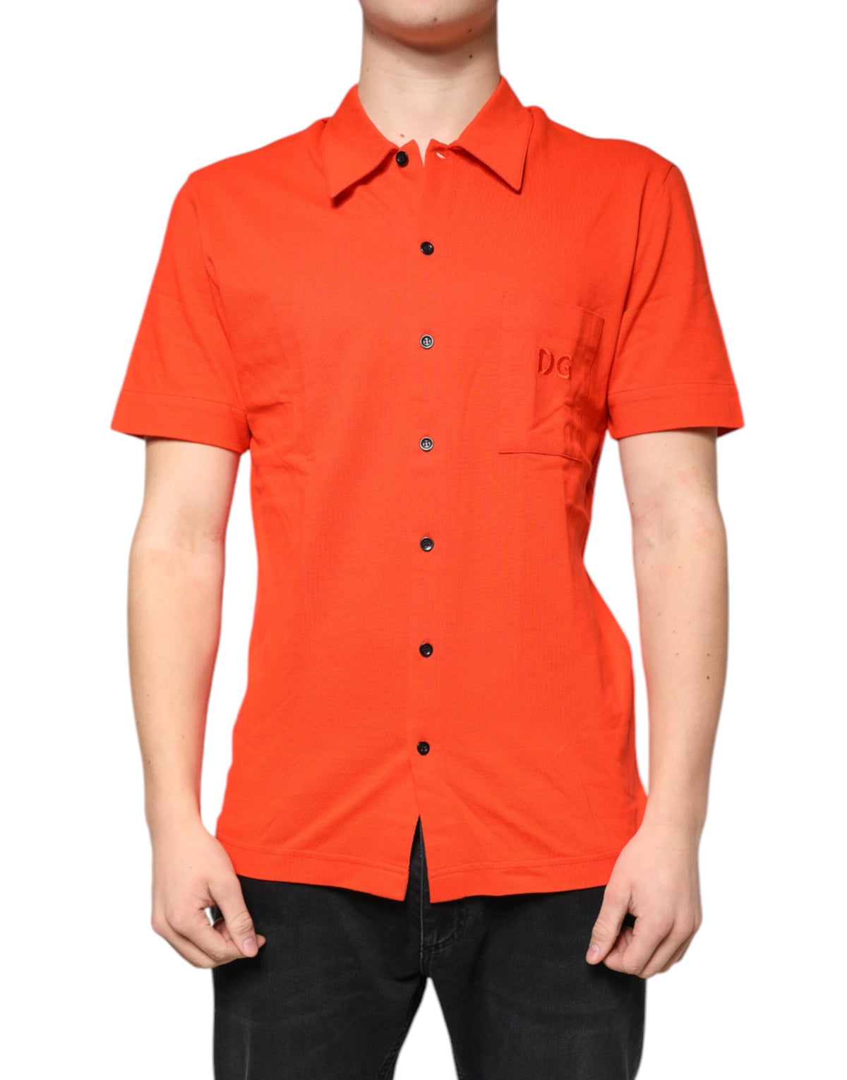 Dolce & Gabbana Men's Slim Short-Sleeve Cotton Polo Shirt - Orange