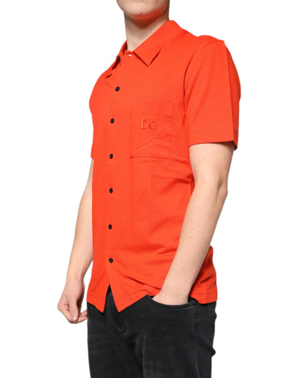Dolce & Gabbana Men's Slim Short-Sleeve Cotton Polo Shirt - Orange