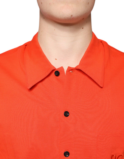 Dolce & Gabbana Men's Slim Short-Sleeve Cotton Polo Shirt - Orange