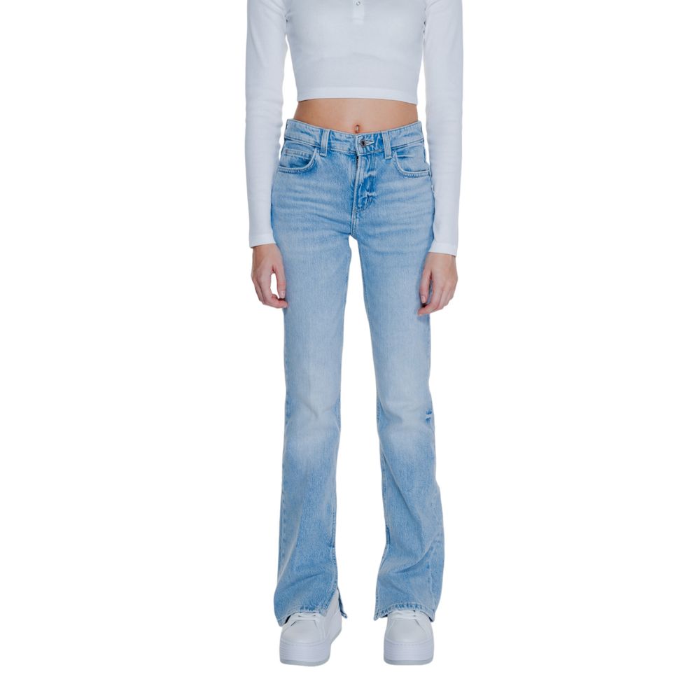 Guess Light Blue Cotton Flared Jean