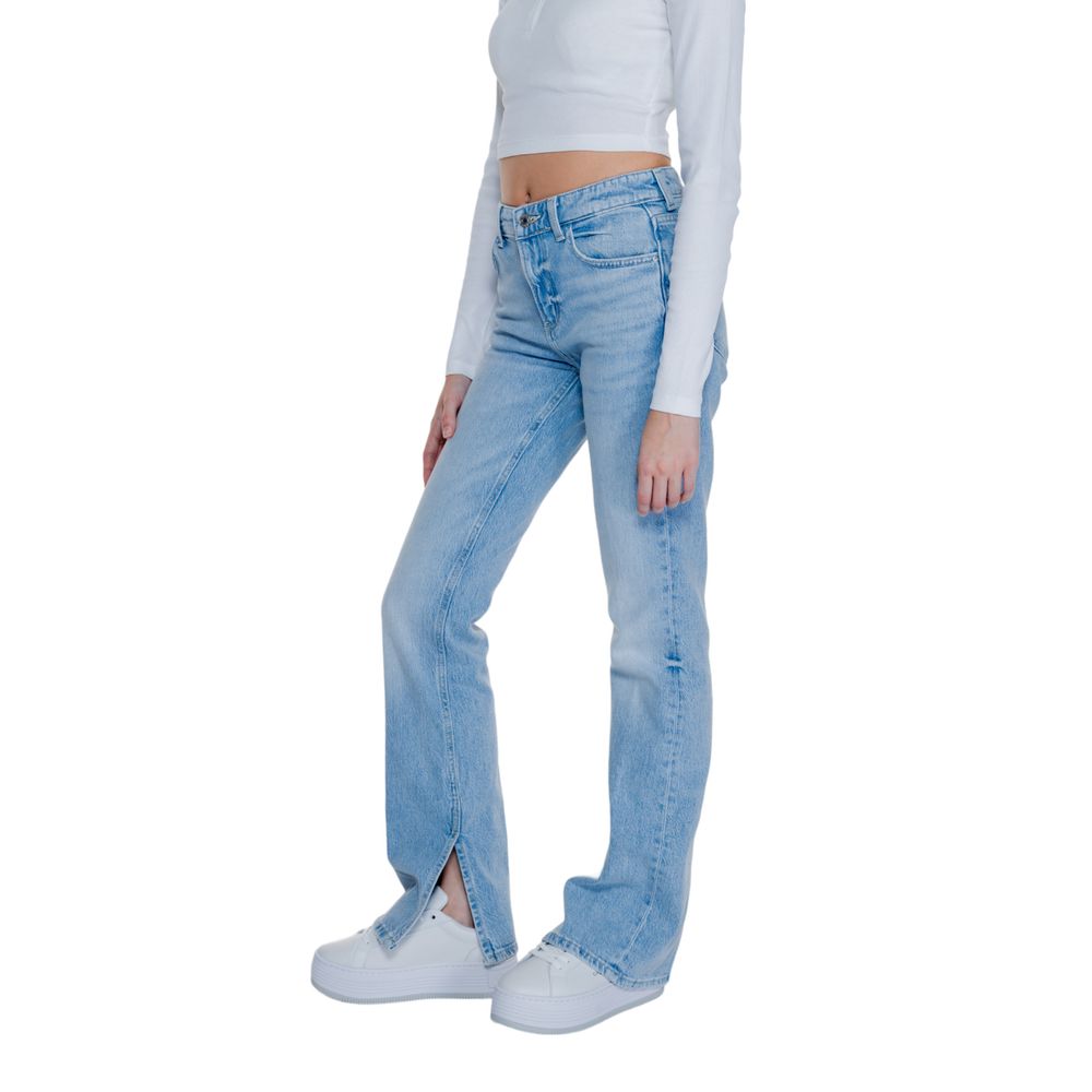 Guess Light Blue Cotton Flared Jean