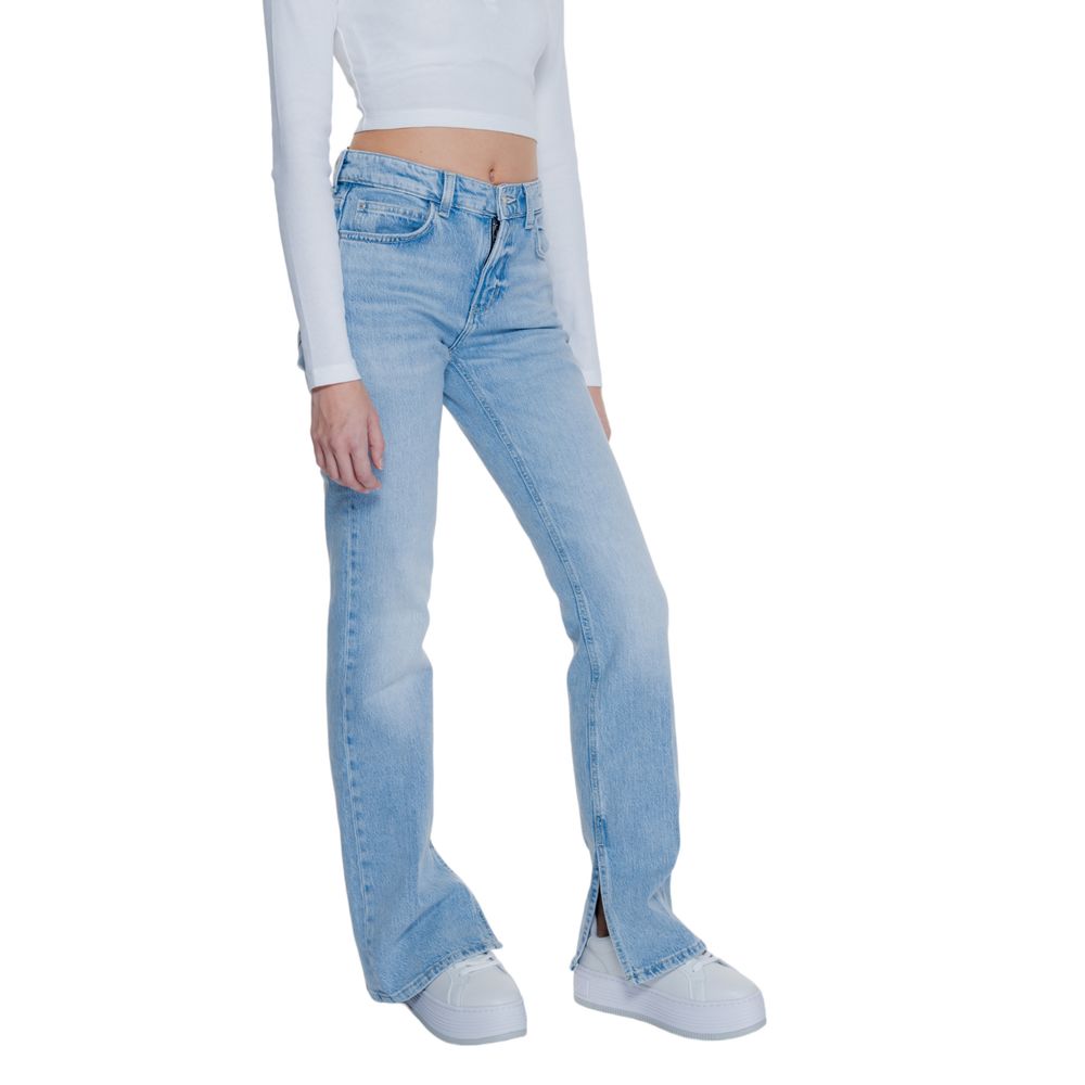 Guess Light Blue Cotton Flared Jean
