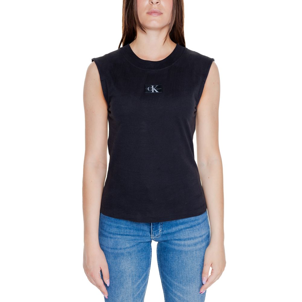 Calvin Klein Jeans Black Cotton Sleeveless Crewneck T-Shirt
