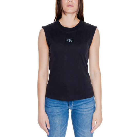 Calvin Klein Jeans Black Cotton Sleeveless Crewneck T-Shirt