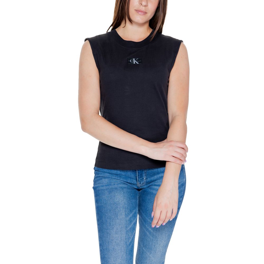 Calvin Klein Jeans Black Cotton Sleeveless Crewneck T-Shirt