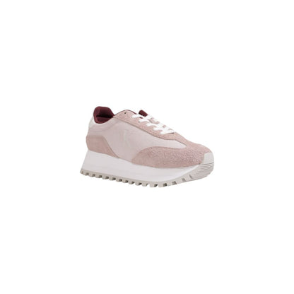 Sneakers by Calvin Klein Jeans for women in leather purple presents a sumptuous silhouette from the Women's Casual Leather Sneakers collection, showcasing a sumptuous casual style for an elevated aesthetic.