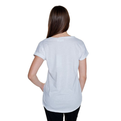 Vila Clothes White Cotton Short Sleeve Round Neck T-Shirt