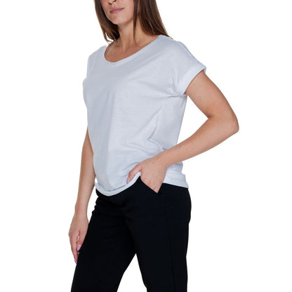 Vila Clothes White Cotton Short Sleeve Round Neck T-Shirt
