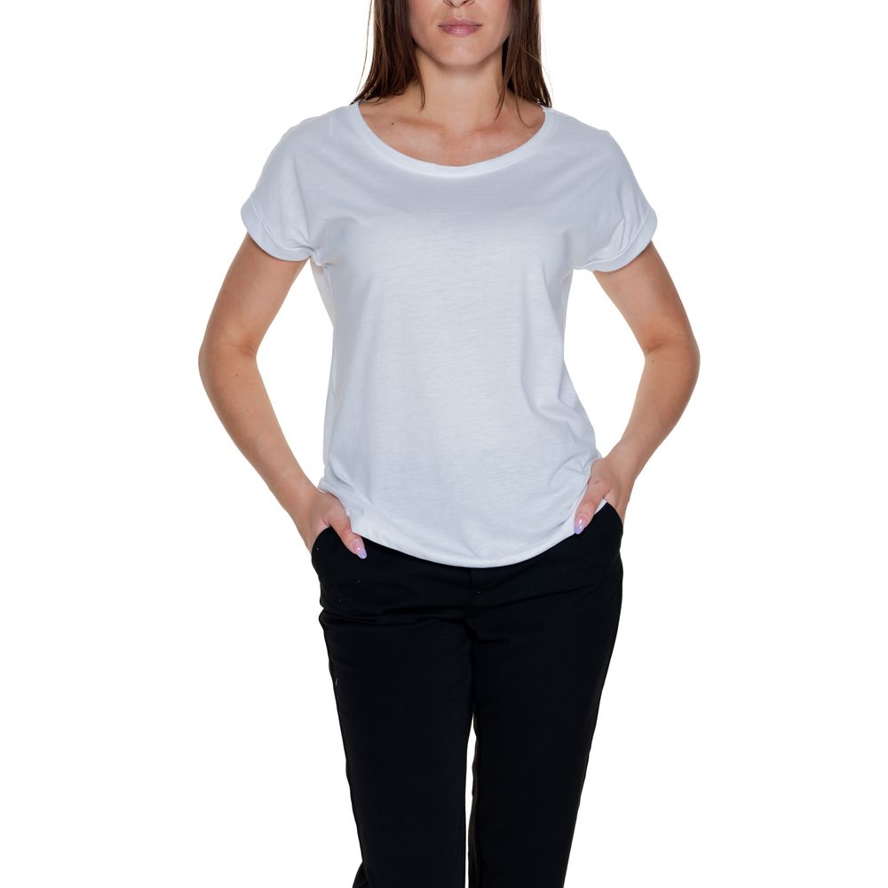 Vila Clothes White Cotton Short Sleeve Round Neck T-Shirt