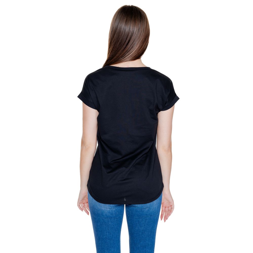 Vila Clothes Black Cotton Short Sleeve Round Neck T-Shirt