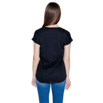 Vila Clothes Black Cotton Short Sleeve Round Neck T-Shirt