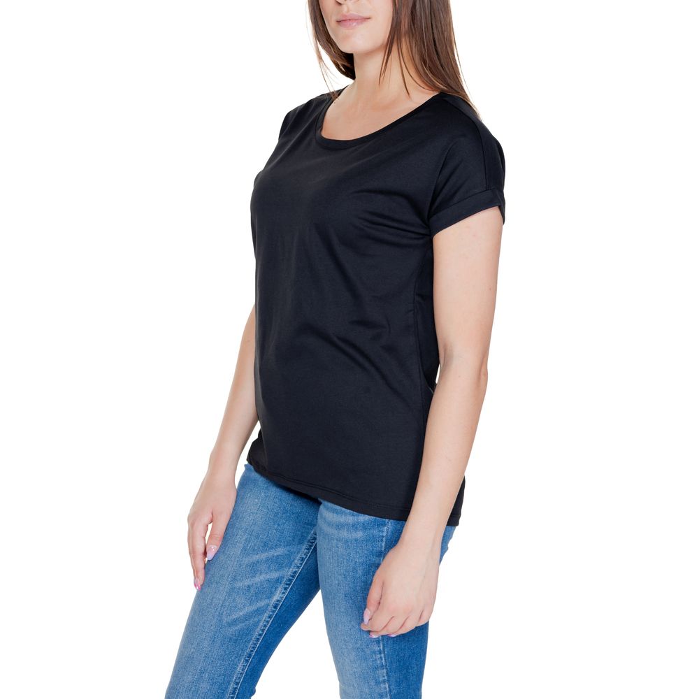 Vila Clothes Black Cotton Short Sleeve Round Neck T-Shirt
