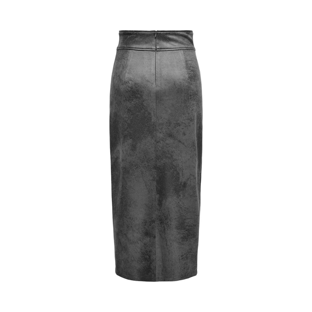 Only Gray Artificial Leather Skirt