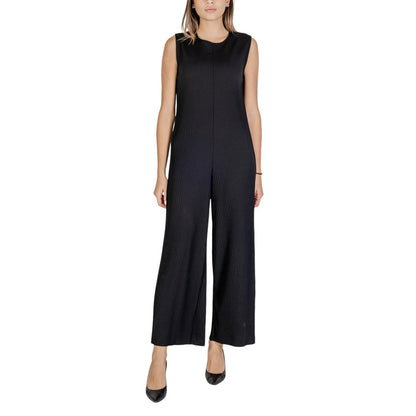 Sandro Ferrone Black Polyester Jumpsuit