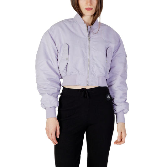 Calvin Klein Jeans Purple Polyamide Cropped Bomber Jacket