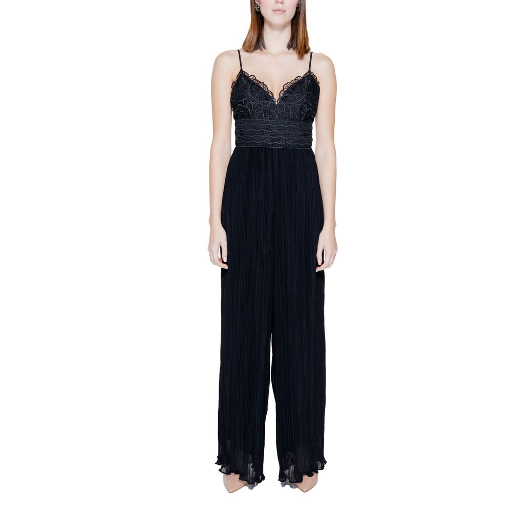 Guess Black Polyester Jumpsuit with Sweetheart Neckline