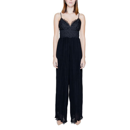 Guess Black Polyester Jumpsuit with Sweetheart Neckline