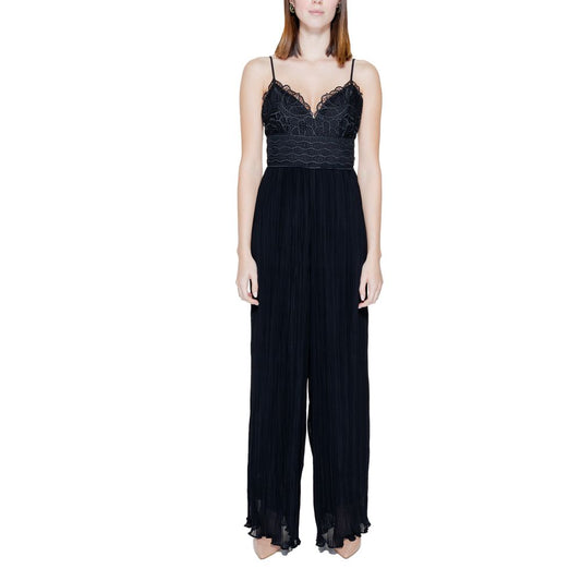 Guess Black Polyester Jumpsuit with Sweetheart Neckline
