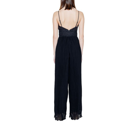 Guess Black Polyester Jumpsuit with Sweetheart Neckline