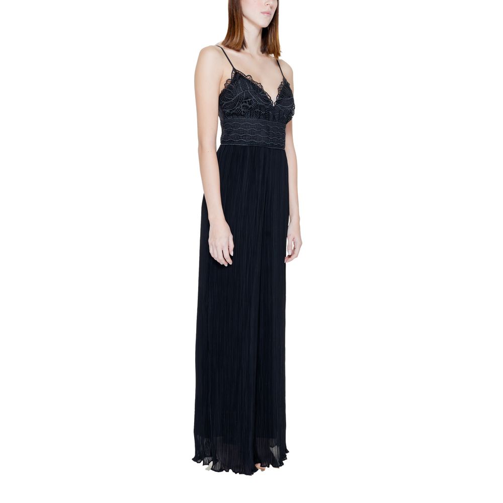 Guess Black Polyester Jumpsuit with Sweetheart Neckline