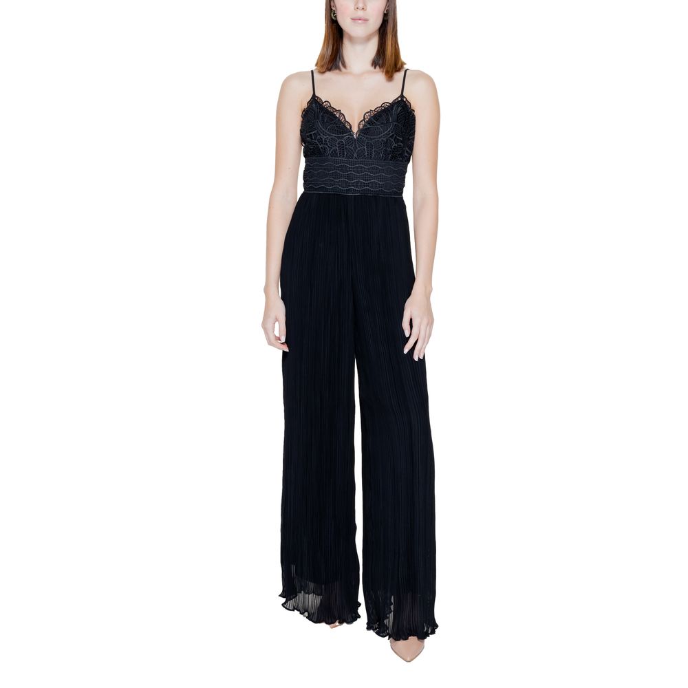 Guess Black Polyester Jumpsuit with Sweetheart Neckline