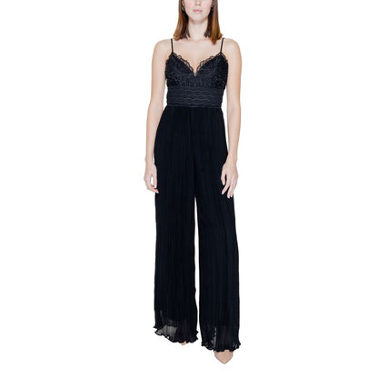 Guess Black Polyester Jumpsuit with Sweetheart Neckline