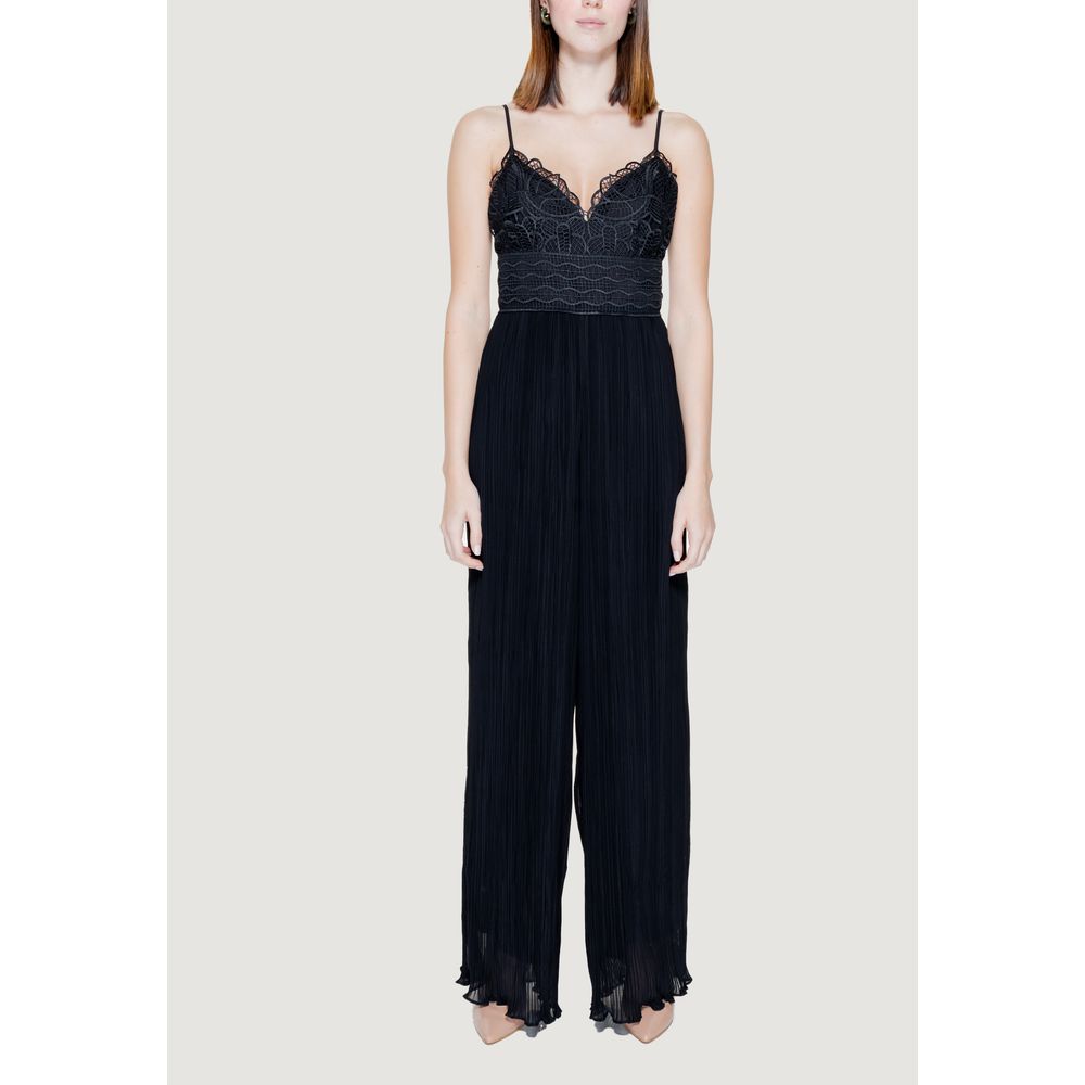 Guess Black Polyester Jumpsuit with Sweetheart Neckline