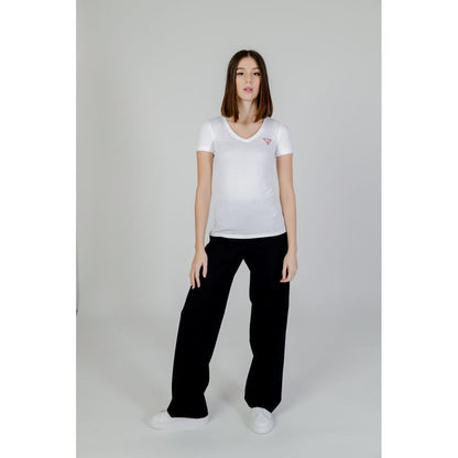 Guess White Cotton Short Sleeve V-neck T-Shirt
