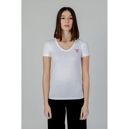 Guess White Cotton Short Sleeve V-neck T-Shirt