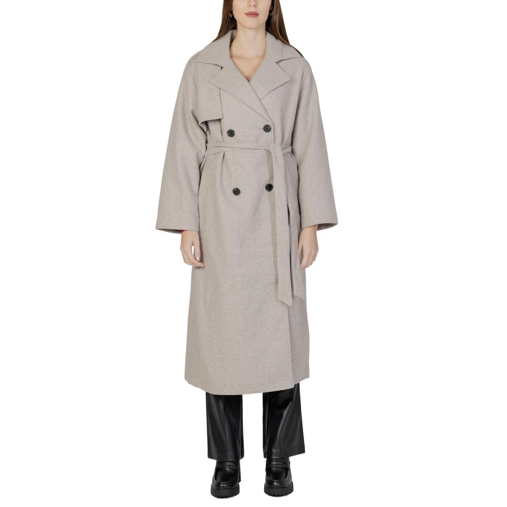 Only Beige Polyester Double Breasted Trench Coat