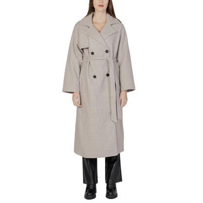Only Beige Polyester Double Breasted Trench Coat