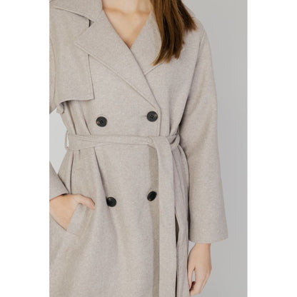 Only Beige Polyester Double Breasted Trench Coat