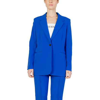 Only Blue Recycled Polyester Long Blazer Jacket