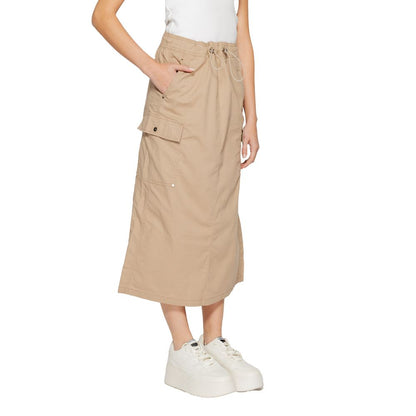 Skirt by Street One for women in stretch cotton beige features an tailored silhouette, artfully capturing the essence of Women's Stretch Cotton Skirt in a sophisticated .