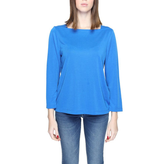 Street One Blue Modal Long Sleeve Squared Neck Top