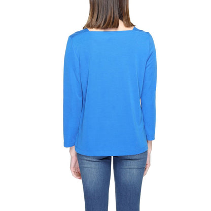Street One Blue Modal Long Sleeve Squared Neck Top