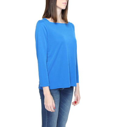 Street One Blue Modal Long Sleeve Squared Neck Top