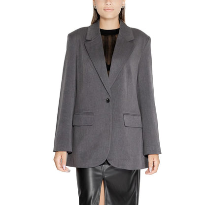 Only Gray Recycled Polyester Long Blazer Jacket