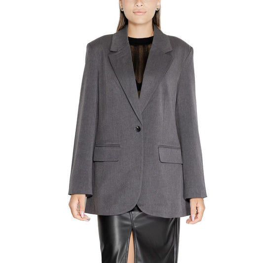 Only Gray Recycled Polyester Long Blazer Jacket
