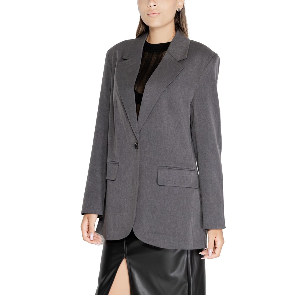 Only Gray Recycled Polyester Long Blazer Jacket