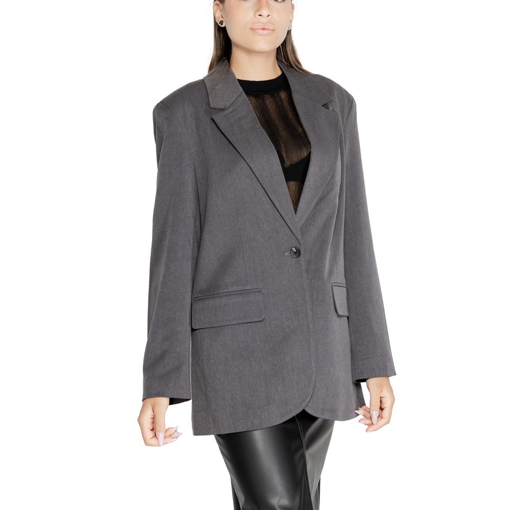 Only Gray Recycled Polyester Long Blazer Jacket